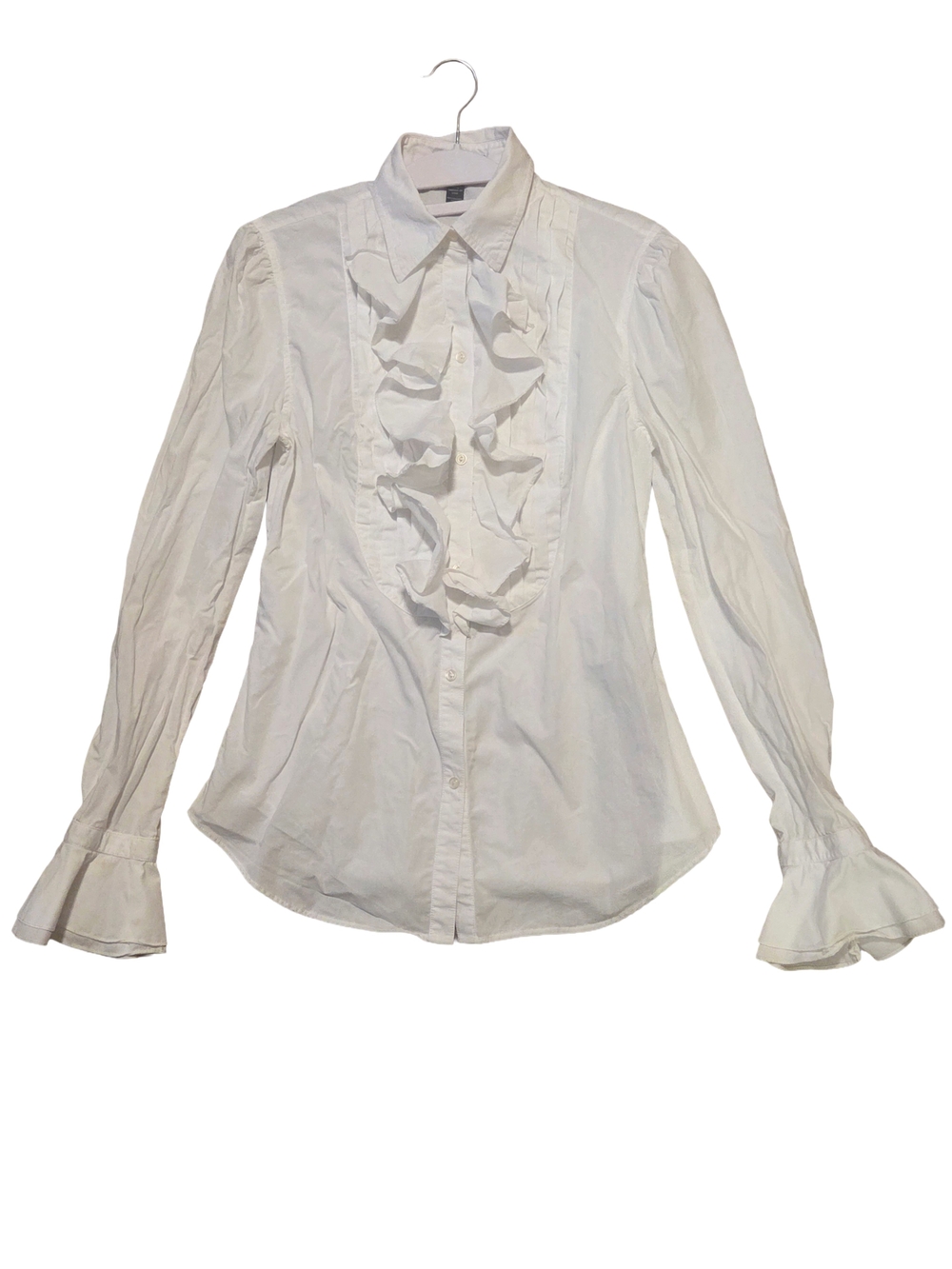 Lauren Ralph Lauren Cotton Button-Up Ruffle Blouse